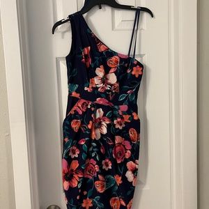 One shoulder floral mini dress